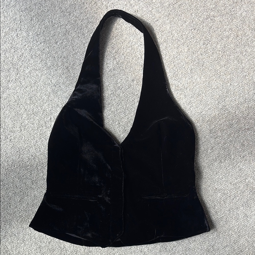 Zara Black Velvet Vest